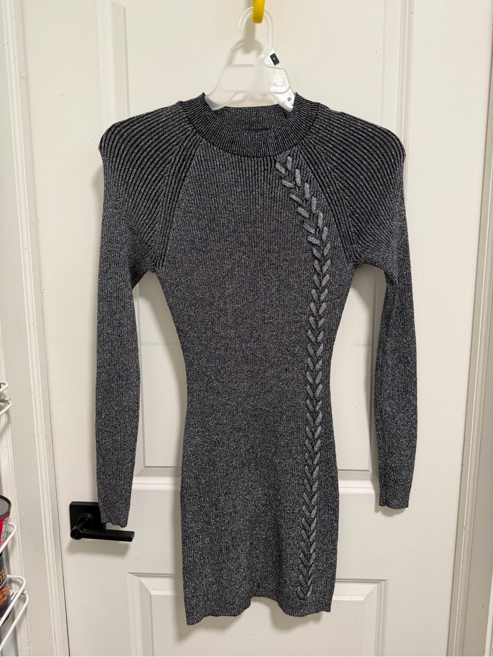 by & by Charcoal Ribbed Long Sleeve Knit Dress